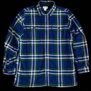 L.L. Bean Men's Fleece-Lined Plaid Flannel Shirt Traditional Fit Size MT
